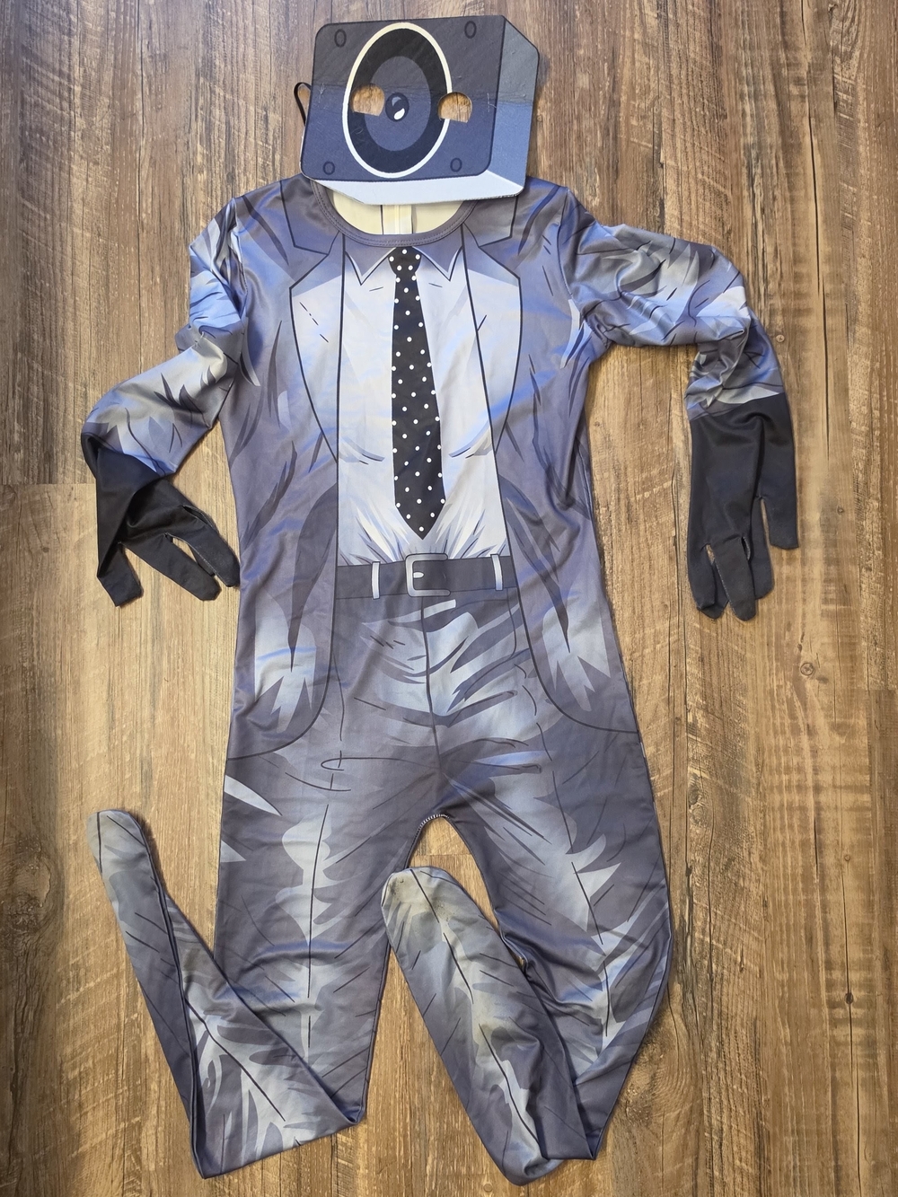Kids Skibidi Toilet Cameraman Costume Bodysuit Set with Mask Size 130 US 6/7